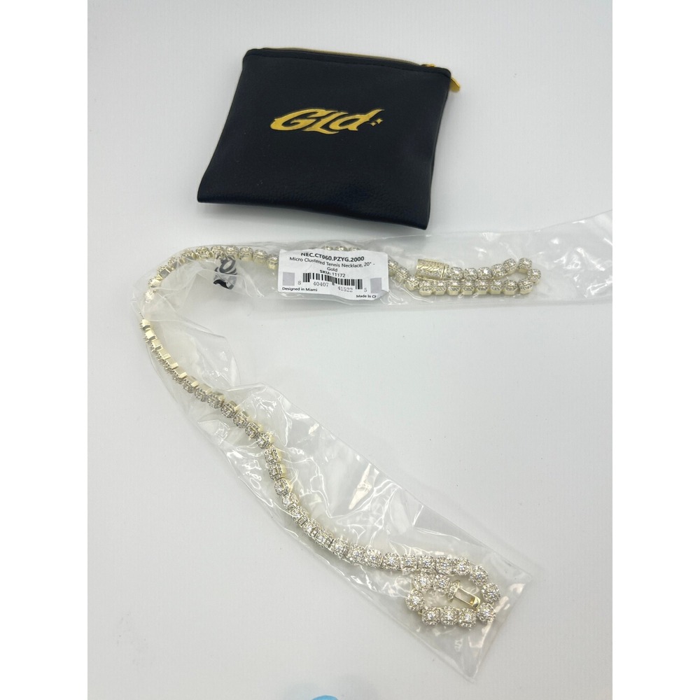 GLD Women's Micro Clustered Tennis Necklace 20" Yellow Gold Finish‎